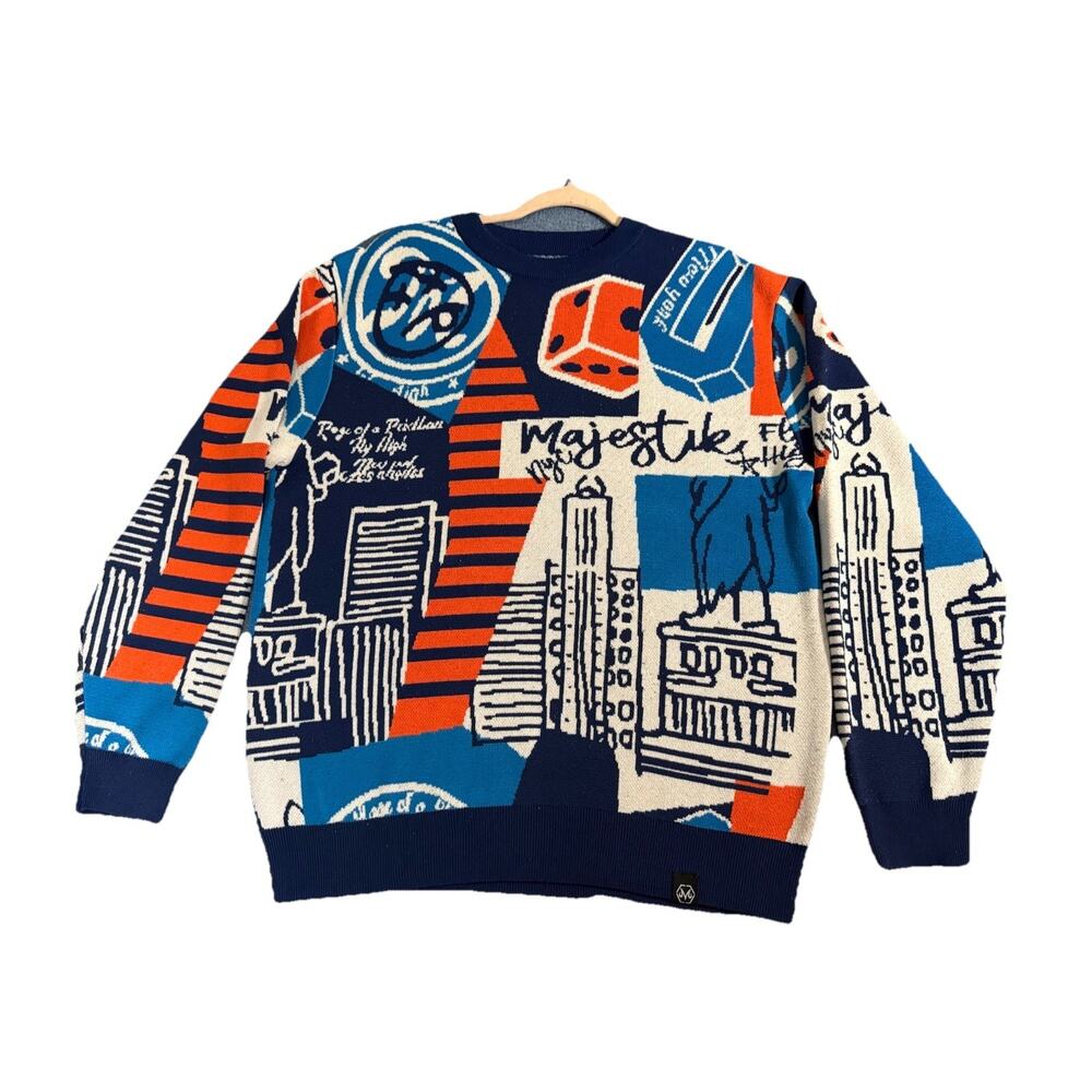 Majestik Sweater - City Graphic - Dark Blue - SW2238 Size L